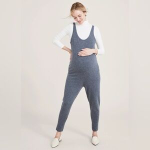 Hatch knit Merino Wool & Cashmere jumpsuit in gray maternity